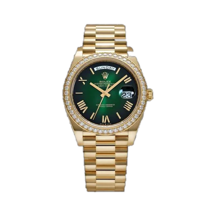 Rolex Day-Date 40 (Green Roman), reference 228348RBR, at Yousef Watch