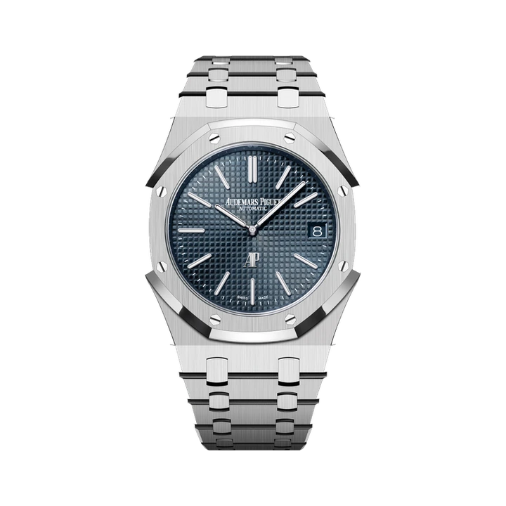 Audemars Piguet Royal Oak Jumbo Extra-Thin (Bleu Nuit), reference 16202ST.OO.1240ST.02, at Yousef Watch