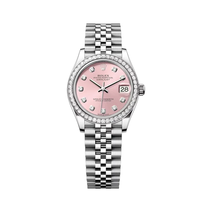 Rolex Datejust 31 (Pink, Diamond Bezel), reference 278384RBR, at Yousef Watch