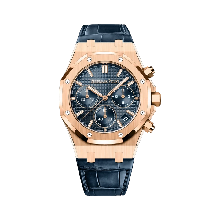 Audemars Piguet Royal Oak Selfwinding Chronograph (Blue, Rose Gold), reference 26240OR.OO.D315CR.02, at Yousef Watch