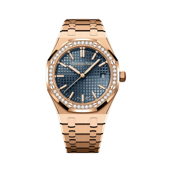 Audemars Piguet Royal Oak Selfwinding 34 (Blue, Diamond Bezel), reference 77451OR.ZZ.1361OR.04, at Yousef Watch