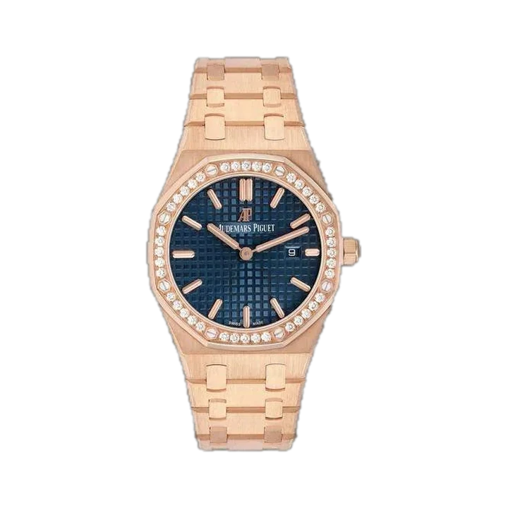 Audemars Piguet Royal Oak 33 (Blue Tapisserie Dial), reference 67651OR.ZZ.1261OR.02, at Yousef Watch