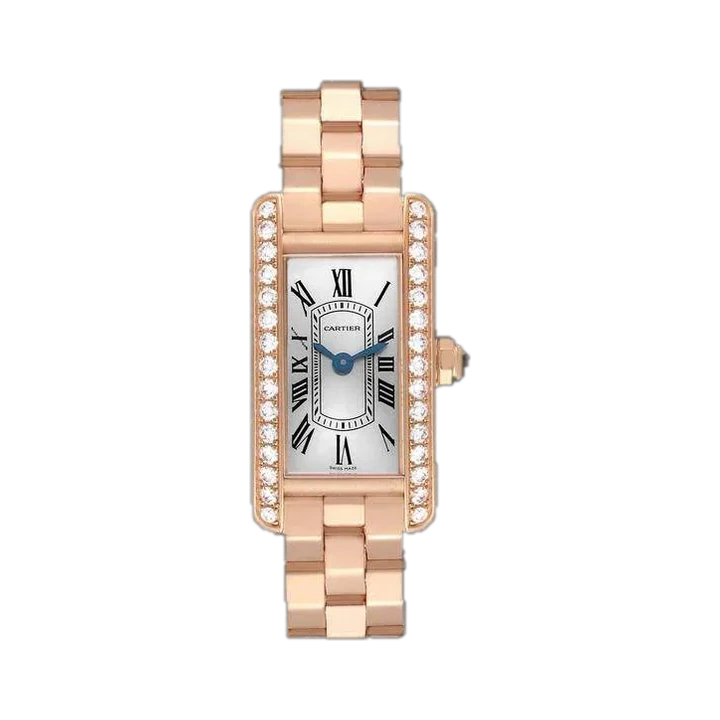 Cartier Tank Américaine Mini (Silver guilloché Dial), reference WJTA0043, at Yousef Watch