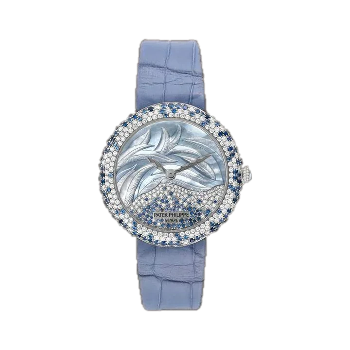 Patek Philippe Calatrava Haute Joaillerie (Blue mother of pearl Dial), reference 4899/901G, at Yousef Watch
