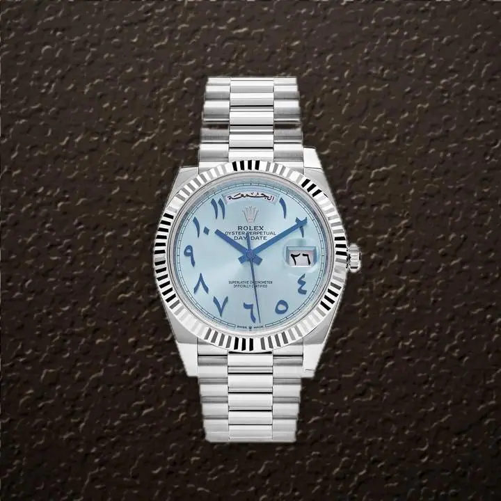Rolex Day-Date 40 (Arabic Ice Blue), reference 228236, at Yousef Watch