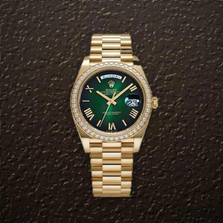 Rolex Day-Date 40 (Green Roman), reference 228348RBR, at Yousef Watch