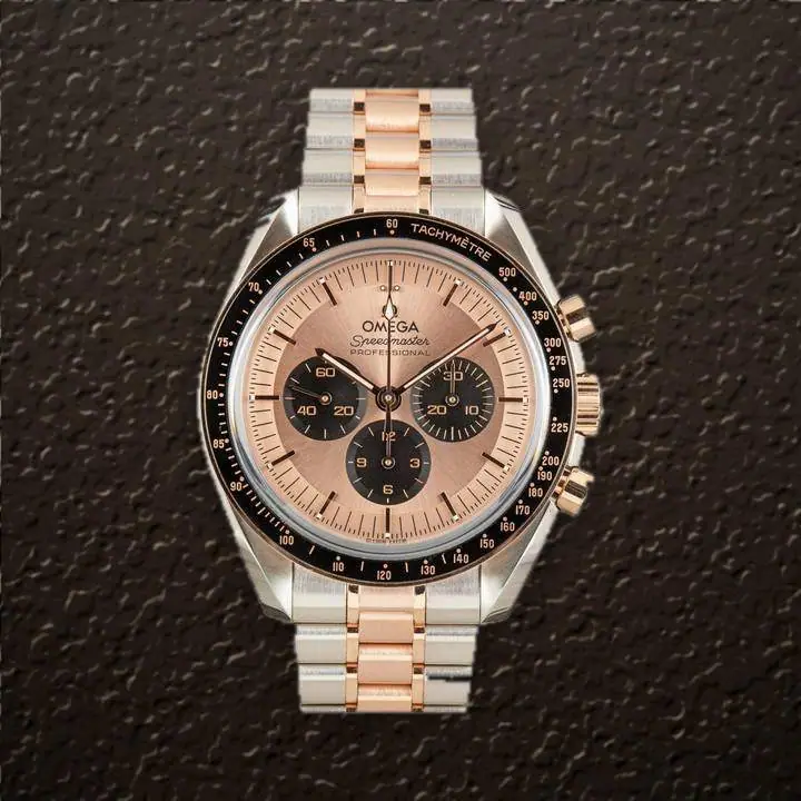 Omega Speedmaster Moonwatch (Pink Dial), reference 310.20.42.50.99.001, at Yousef Watch