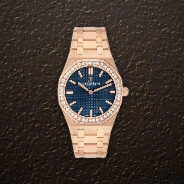 Audemars Piguet Royal Oak 33 (Blue Tapisserie Dial), reference 67651OR.ZZ.1261OR.02, at Yousef Watch
